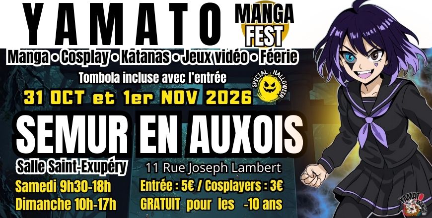 PASS WEEK – END : (valable pour le week-end complet, remise d&rsquo;un bracelet sur place) — YAMATO MANGA FEST – SEMUR-EN-AUXOIS 2026 – 31 oct & 1er nov 2026 (Semur en Auxois)